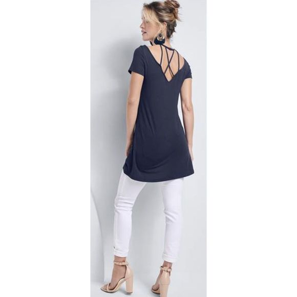 VENUS Tops - Venus Plus Size Blue Strappy Blouse‎ Top 3X